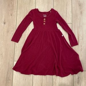 Posh Peanut Burgundy Waffle Knit Twirl Dress in 5T